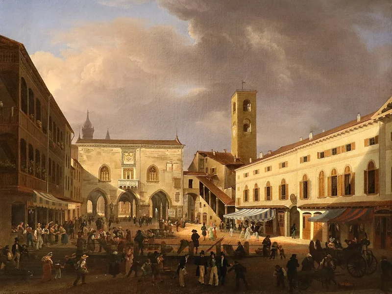 1803-Costantino Rosa - Piazza grande in Bergamo Alta, 1833